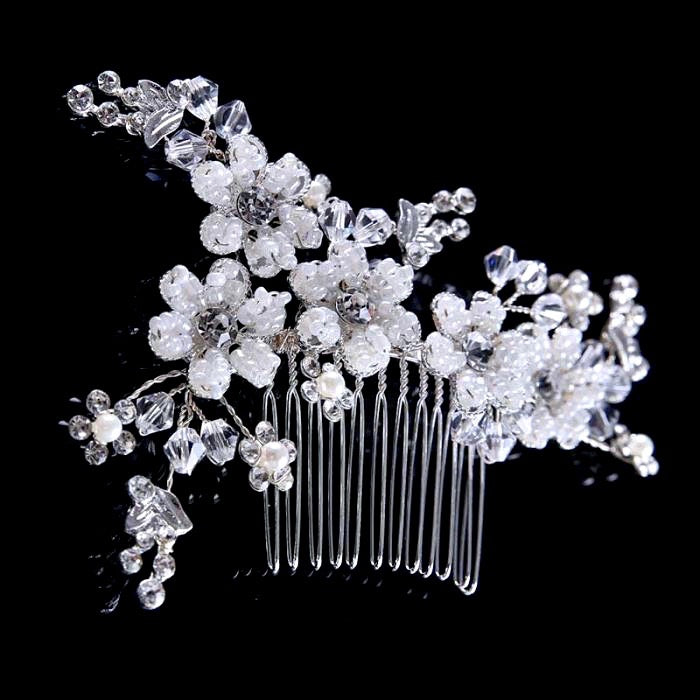 "Carmen" - Silver Pearl and Crystal Bridal Hair Comb