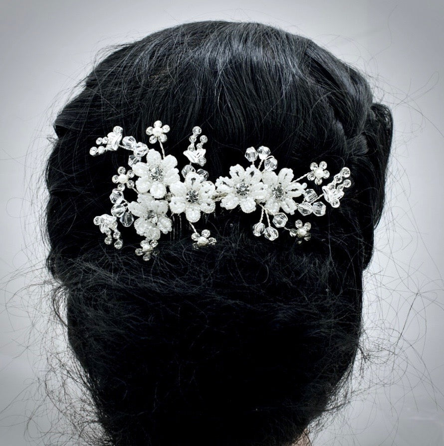 "Carmen" - Silver Pearl and Crystal Bridal Hair Comb