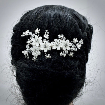 "Carmen" - Silver Pearl and Crystal Bridal Hair Comb
