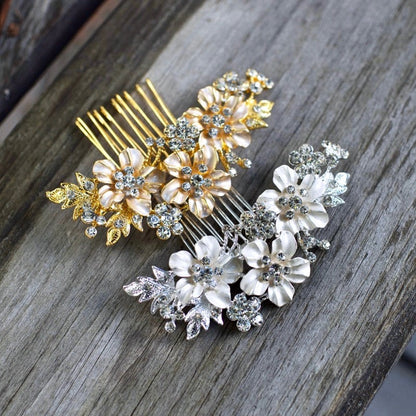 "Giulia" - Crystal Bridal Hair Comb - Available in Gold and Silver