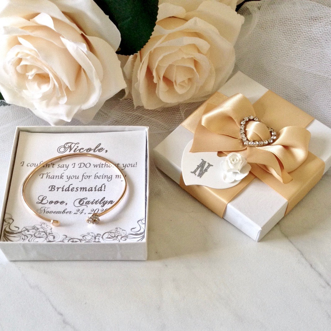 Vivian - Delicate Heart Bangle Bracelet - Available in Silver and Rose Gold