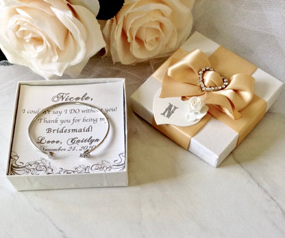Vivian - Delicate Heart Bangle Bracelet - Available in Silver and Rose Gold