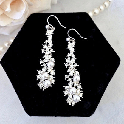 Sade - Pearl and Rhinestone Bridal Earrings