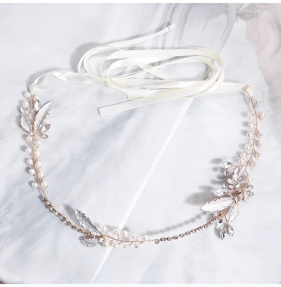 "Taryn" - Gold Pearl and Crystal Bridal Headband