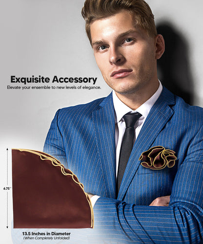 Vittorio Farina Round Satin Pocket Square with Embroidered Piping