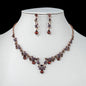 "Elowen" - Burgundy 3-Piece Bridal Jewelry Set With Tiara