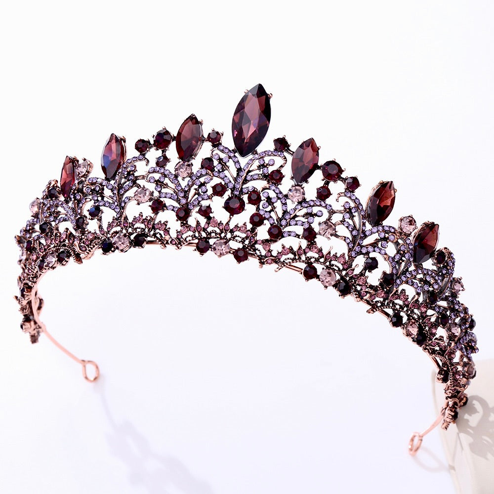 "Elowen" - Victorian Gothic Burgundy Bridal Tiara