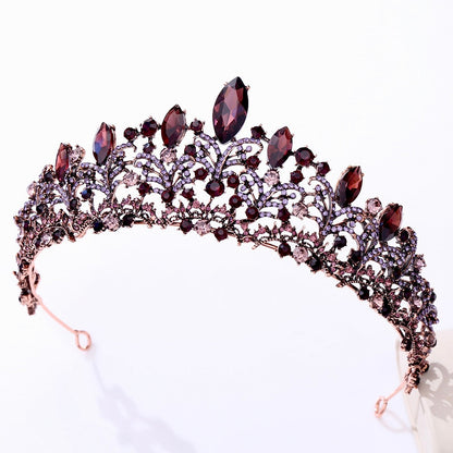 "Elowen" - Victorian Gothic Burgundy Bridal Tiara