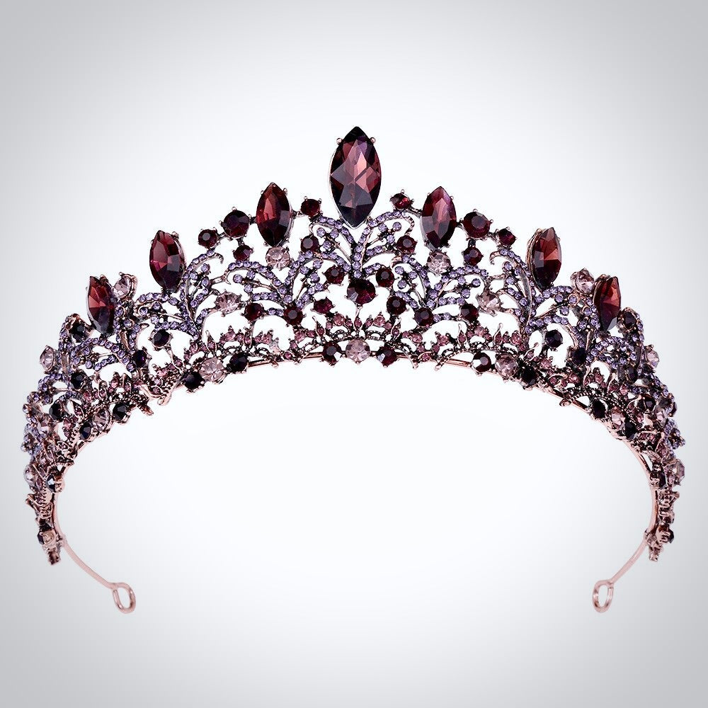 "Elowen" - Victorian Gothic Burgundy Bridal Tiara