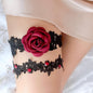 "Bridget" - Black and Burgundy Gothic Bridal Garter Set