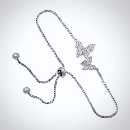 "Bettina" - Butterfly CZ Adjustable Bracelet - Available in Silver and Rose Gold