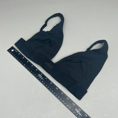 SKIMS Breathable Cotton Rib Triangle Plunge Bralette Women's Sz XL Soot
