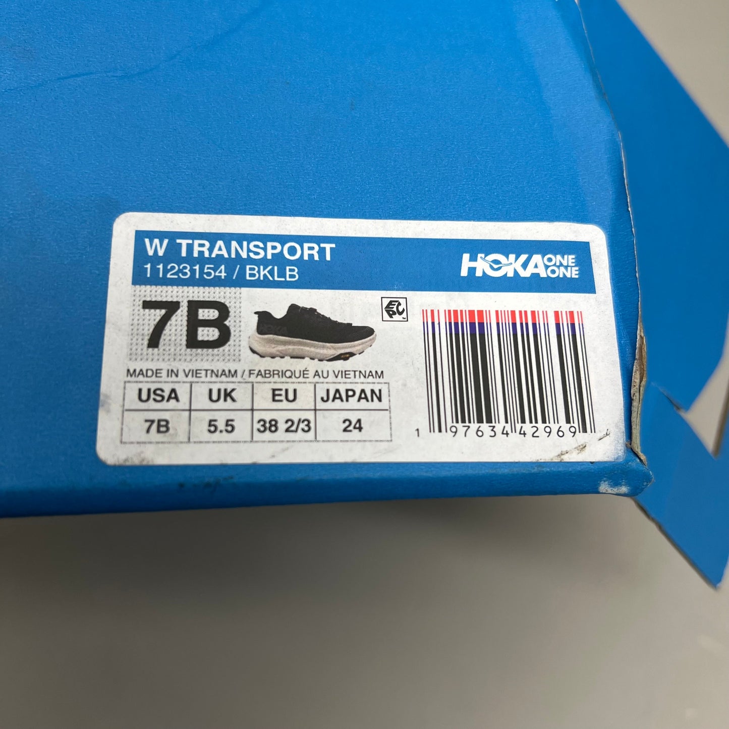 HOKA Transport Hiking & Walking Sneaker Women's Sz Regular 7B Black 1123154
