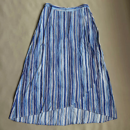 TOMMY BAHAMA Women's Divine Lines Maxi Skirt White Blue Boho Stripe Size 8 (New)