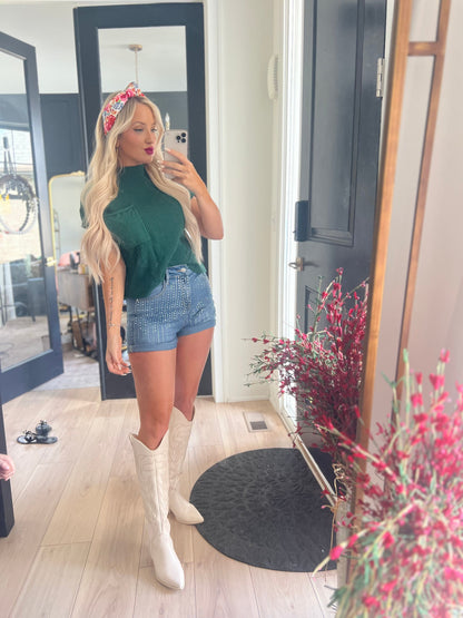 Rhinestone Denim Shorts