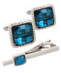 Vittorio Vico Men's Colored Crystal Cufflink & Tie Bar Set in Gift Box