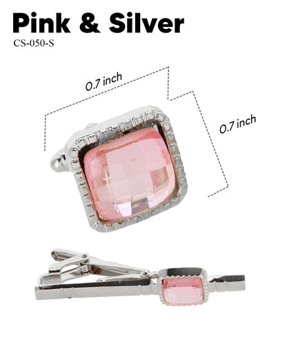 Vittorio Vico Men's Colored Crystal Cufflink & Tie Bar Set in Gift Box