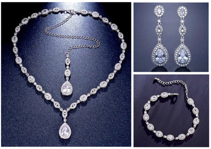 Alexa - Cubic Zirconia Bridal Backdrop Necklace - Available in Silver and Rose Gold