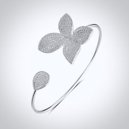 "Zinnia" - Cubic Zirconia Bridal Bangle Bracelet - Available in Silver and Yellow Gold