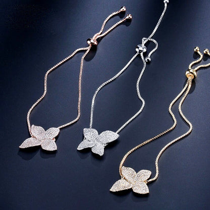 "Zinnia" - CZ Adjustable Bridal Bracelet - Available in Silver, Rose Gold and Yellow Gold