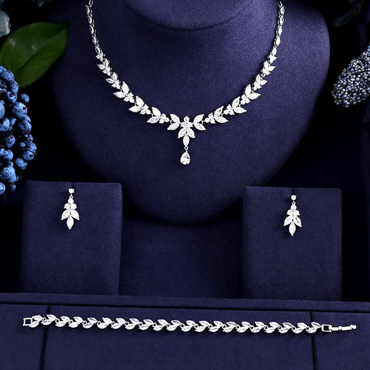 Rebecca - Cubic Zirconia Bridal 3-Piece Jewelry Set - Available in Silver, Yellow Gold and Rose Gold