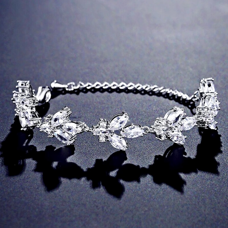 Willa - Cubic Zirconia Bridal Bracelet - Available in Silver and Rose Gold