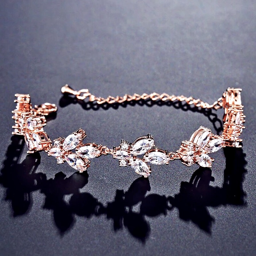 Willa - Cubic Zirconia Bridal Bracelet - Available in Silver and Rose Gold