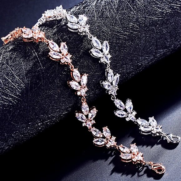 Willa - Cubic Zirconia Bridal Bracelet - Available in Silver and Rose Gold