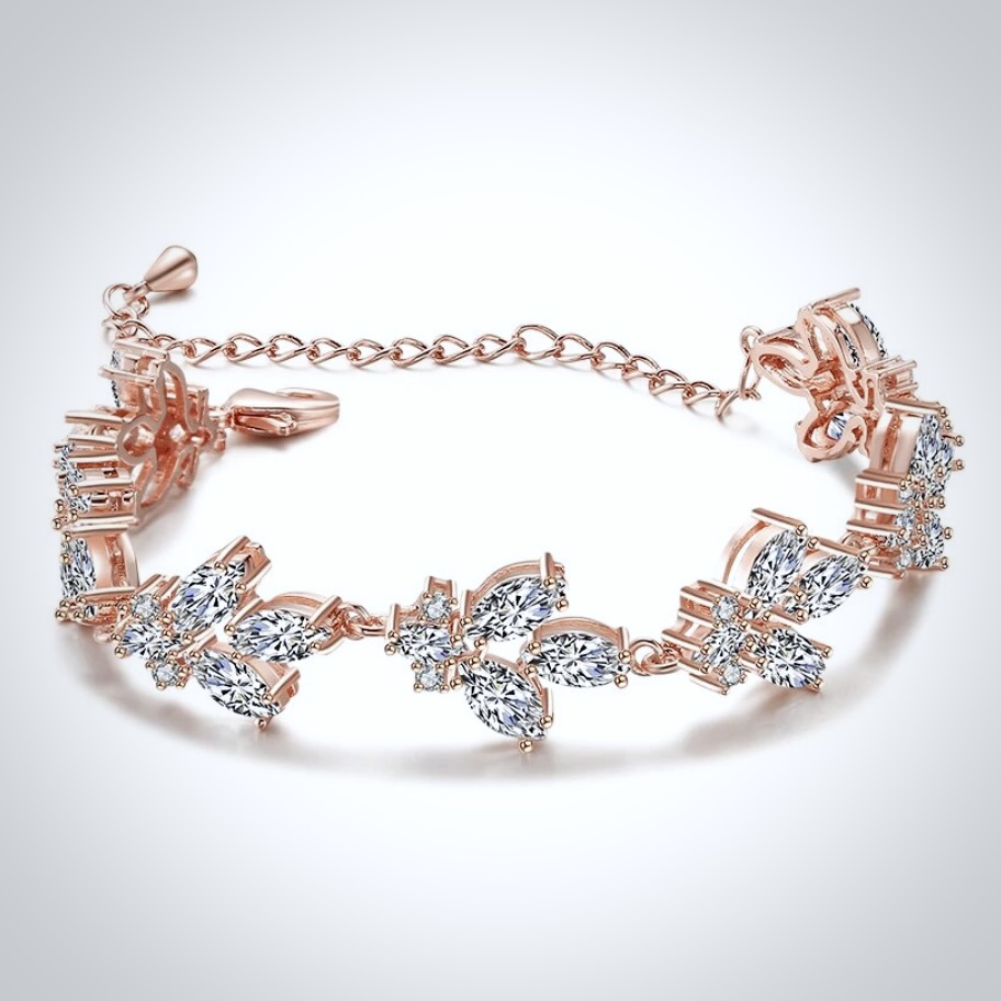 Willa - Cubic Zirconia Bridal Bracelet - Available in Silver and Rose Gold