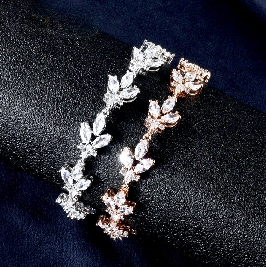 Willa - Cubic Zirconia Bridal Bracelet - Available in Silver and Rose Gold