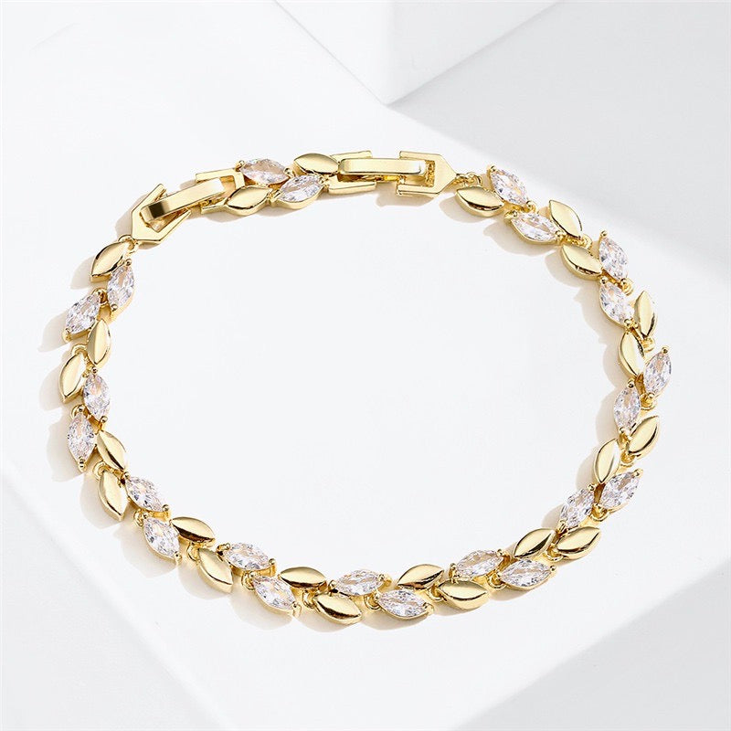 "Jill" - Cubic Zirconia Bridal Bracelet - Available in Silver, Rose Gold and Yellow Gold