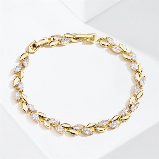 "Jill" - Cubic Zirconia Bridal Bracelet - Available in Silver, Rose Gold and Yellow Gold