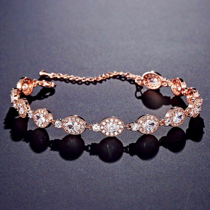 Alexa - Cubic Zirconia Bridal Bracelet - Available in Silver, Rose Gold and Yellow Gold
