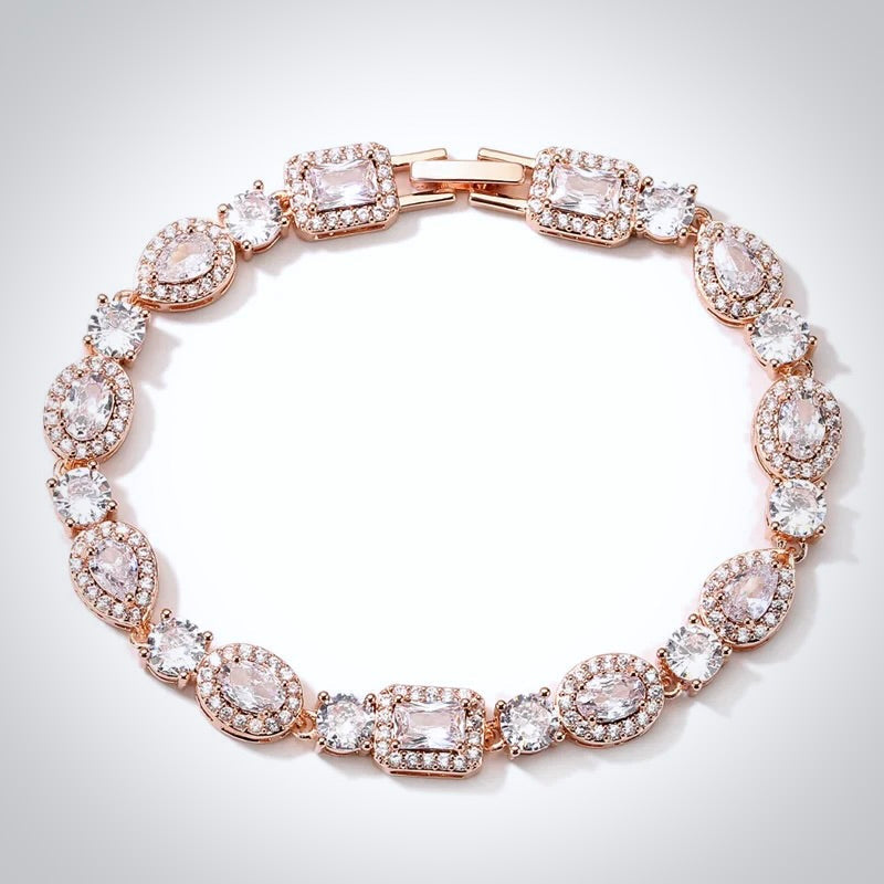 Zoysia - Cubic Zirconia Bridal Bracelet - Available in Silver, Rose Gold and Yellow Gold