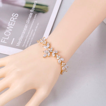 Patricia - Cubic Zirconia Bridal Bracelet - Available in Silver, Rose Gold and Yellow Gold