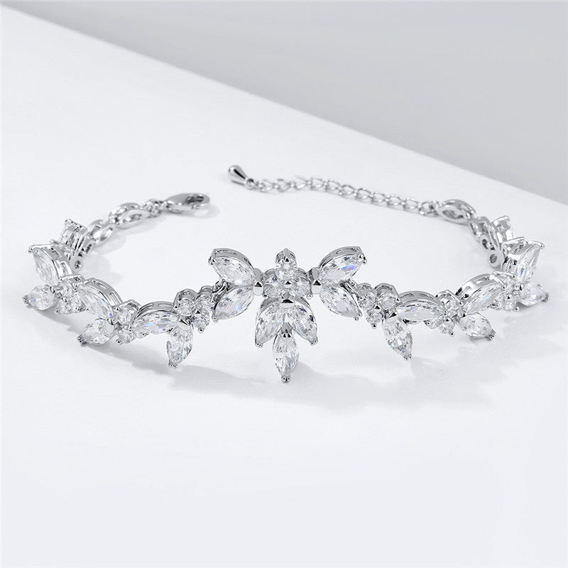 Patricia - Cubic Zirconia Bridal Bracelet - Available in Silver, Rose Gold and Yellow Gold