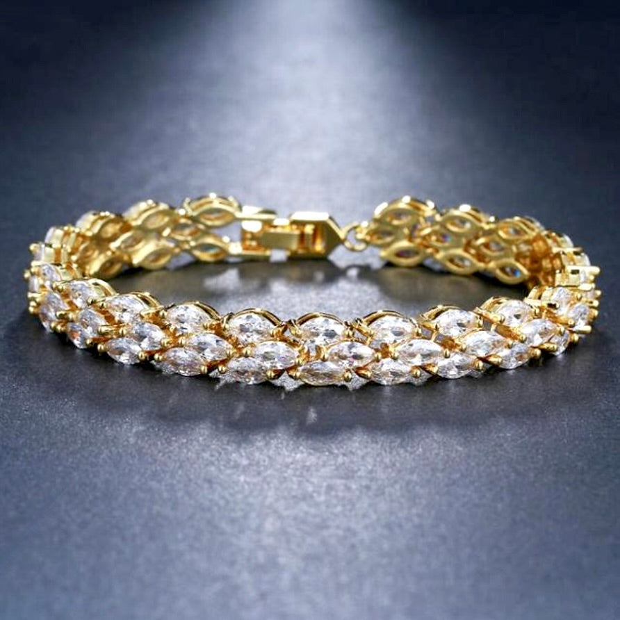 Harmony - Cubic Zirconia Bridal Bracelet - Available in Silver, Rose Gold and Yellow Gold