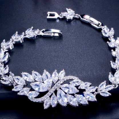 "Azalea" - Cubic Zirconia Bridal Bracelet and Earrings Set