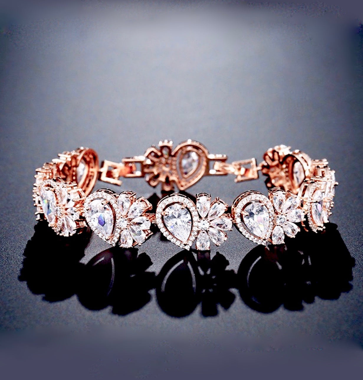 Maureen - Cubic Zirconia Bridal Bracelet - Available in Rose Gold and Silver