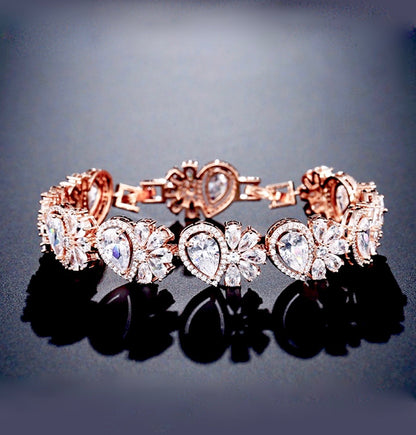 Maureen - Cubic Zirconia Bridal Bracelet - Available in Rose Gold and Silver
