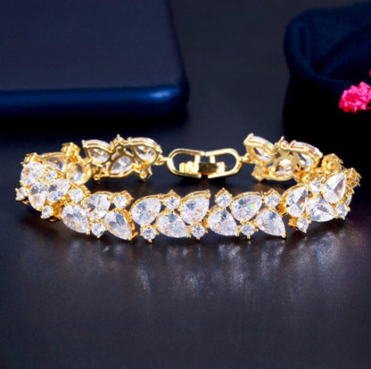 Jessica - Cubic Zirconia Bridal Bracelet - Available in Silver, Rose Gold and Yellow Gold