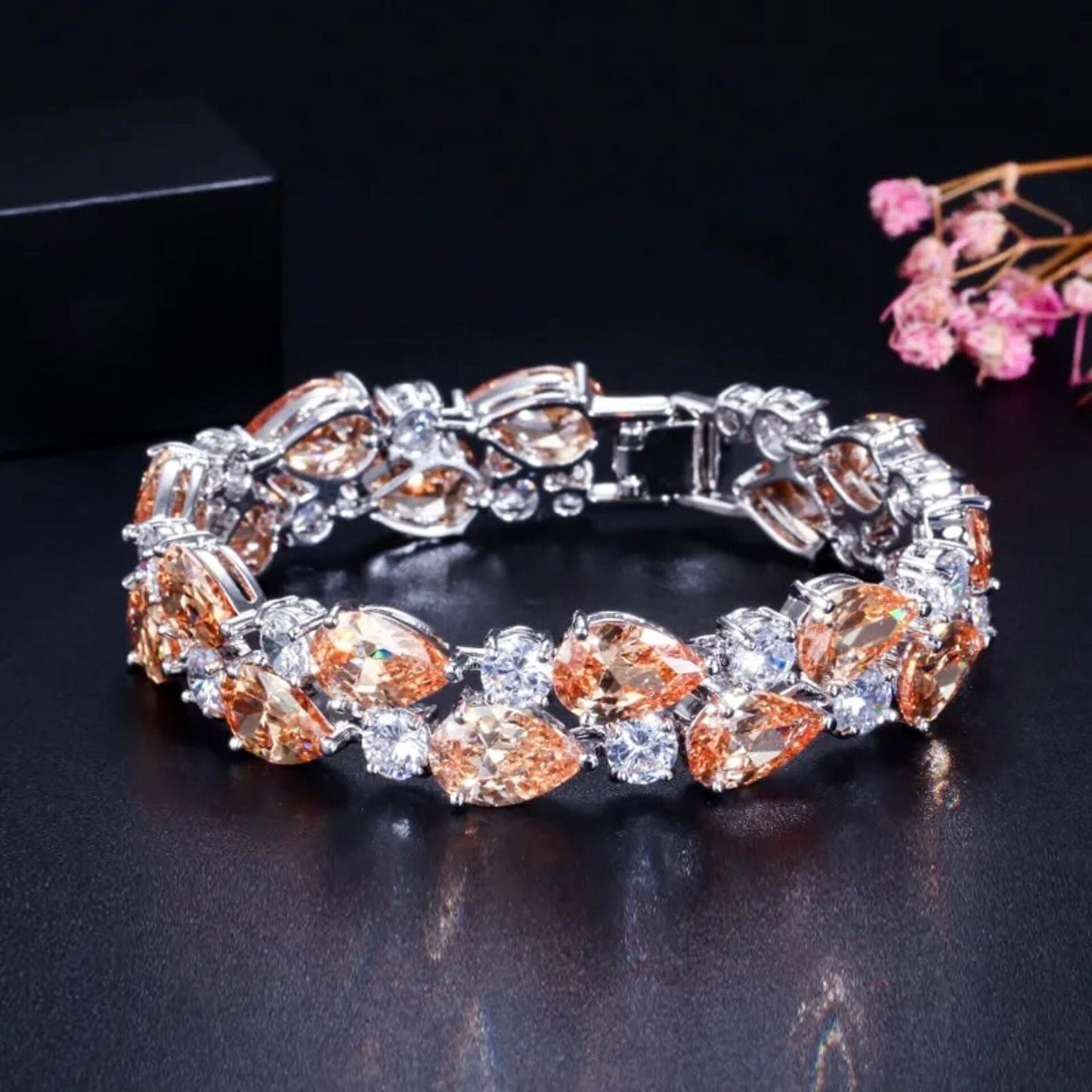 Melody - Cubic Zirconia Bridal Bracelet - More Colors