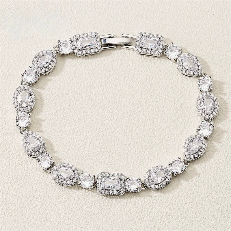 Zoysia - Cubic Zirconia Bridal Bracelet - Available in Silver, Rose Gold and Yellow Gold