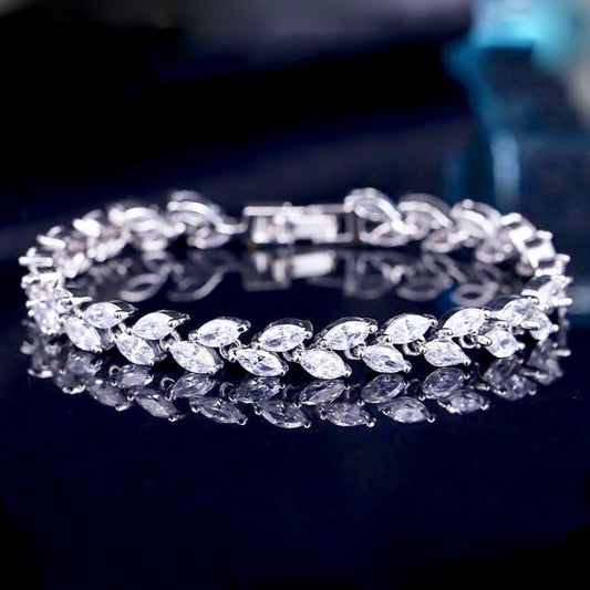 Rebecca - Cubic Zirconia Bridal Bracelet - Available in Silver, Rose Gold and Yellow Gold