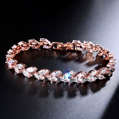 Rebecca - Cubic Zirconia Bridal Bracelet - Available in Silver, Rose Gold and Yellow Gold