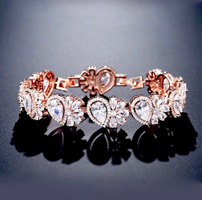 Maureen - Cubic Zirconia Bridal Bracelet - Available in Rose Gold and Silver