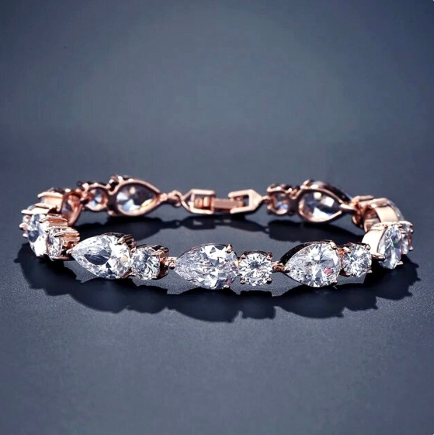 Colette - Cubic Zirconia Bridal Bracelet - Available in Silver, Rose Gold and Yellow Gold