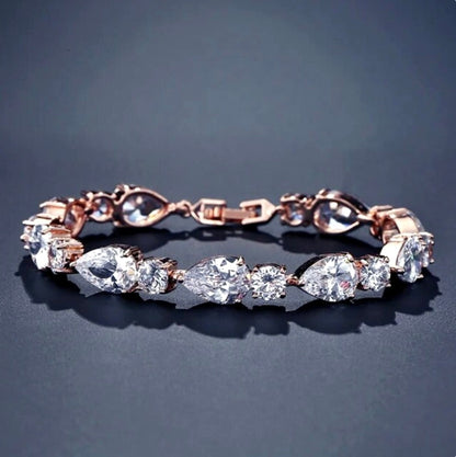 Colette - Cubic Zirconia Bridal Bracelet - Available in Silver, Rose Gold and Yellow Gold