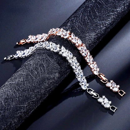 Jessica - Cubic Zirconia Bridal Bracelet - Available in Silver, Rose Gold and Yellow Gold