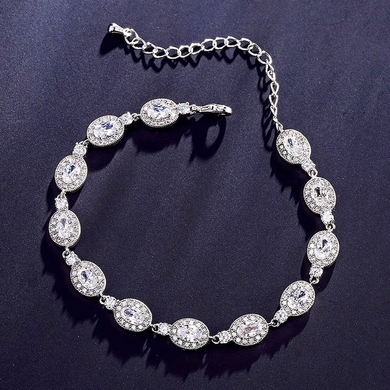 Alexa - Cubic Zirconia Bridal Bracelet - Available in Silver, Rose Gold and Yellow Gold